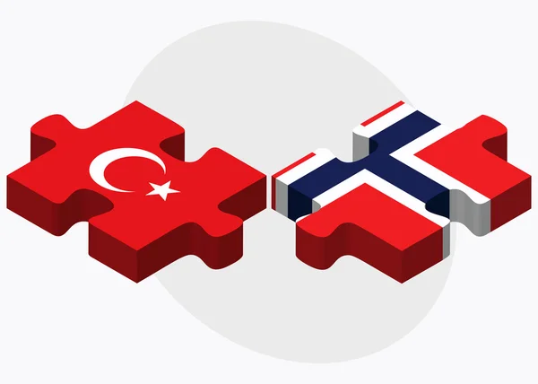 Turkije en Noorwegen vlaggen — Stockvector