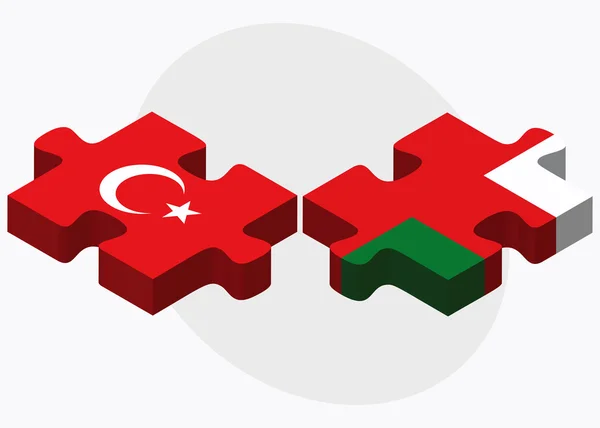 Turkije en Oman vlaggen — Stockvector