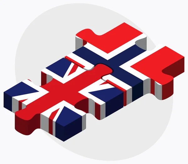 Storbritannien och Norge flaggor — Stock vektor