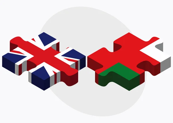 Bandiere Regno Unito e Oman — Vettoriale Stock