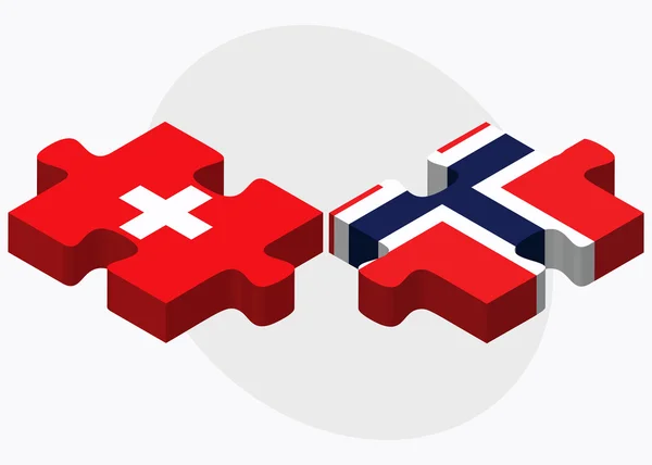 Banderas de Suiza y Noruega — Vector de stock