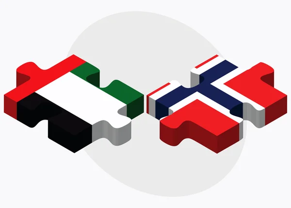Vereinte arabische Emirate und norwegische Flaggen — Stockvektor