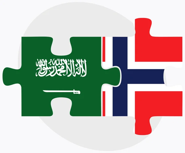 Saudi Arabia and Norway Flags — Stock Vector