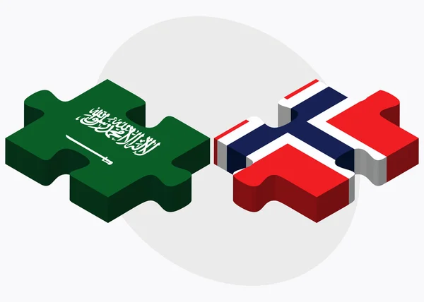 Saudiarabien och Norge flaggor — Stock vektor