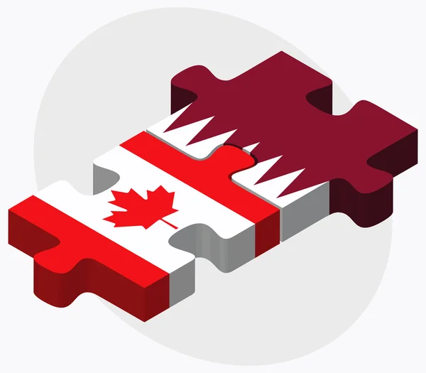 Banderas de Canadá y Qatar — Vector de stock