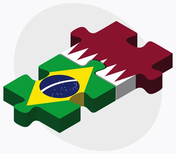 Banderas de Brasil y Qatar — Vector de stock