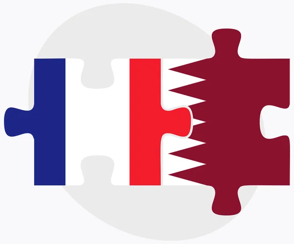 Fransa ve Katar bayrakları — Stok Vektör