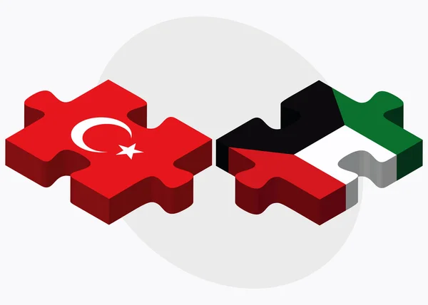 Turkiet och Kuwait flaggor — Stock vektor
