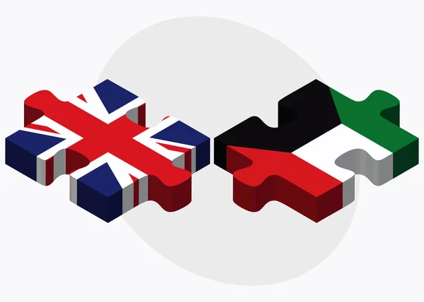 Regno Unito e Kuwait Bandiere — Vettoriale Stock