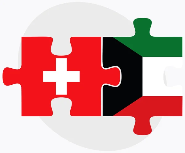 Schweiz och Kuwait flaggor — Stock vektor