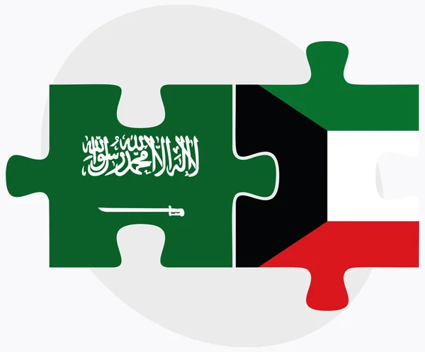 Banderas de Arabia Saudita y Kuwait — Vector de stock