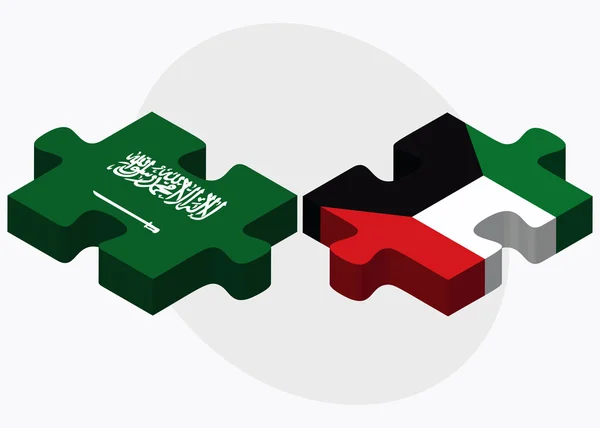 Banderas de Arabia Saudita y Kuwait — Vector de stock