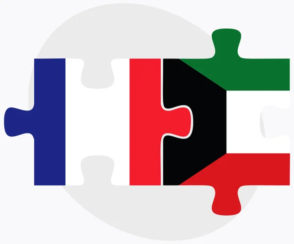 Frankrike och Kuwait flaggor — Stock vektor