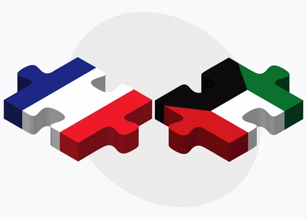 Bandiere Francia e Kuwait — Vettoriale Stock