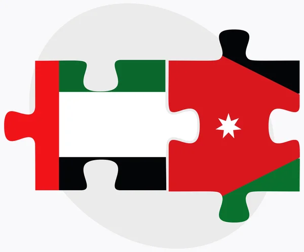 Emirati Arabi Uniti e Giordania Bandiere — Vettoriale Stock