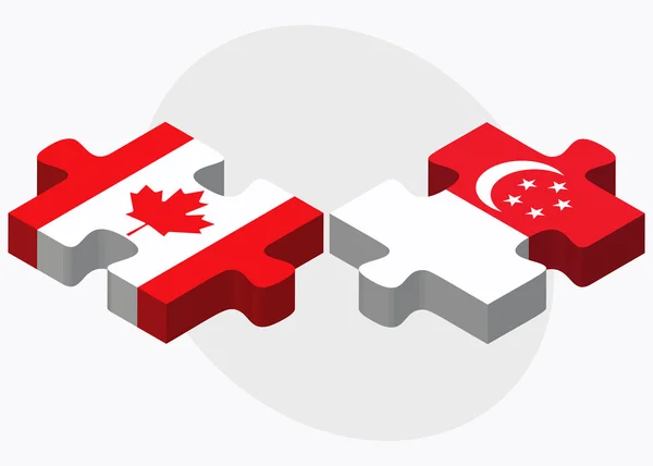 Banderas de Canadá y Singapur — Vector de stock