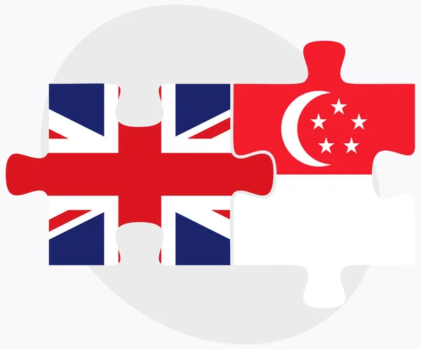 Birleşik Krallık ve Singapur bayrakları — Stok Vektör