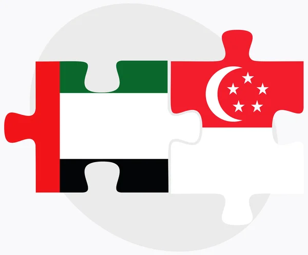 Emirati Arabi Uniti e bandiere di Singapore — Vettoriale Stock