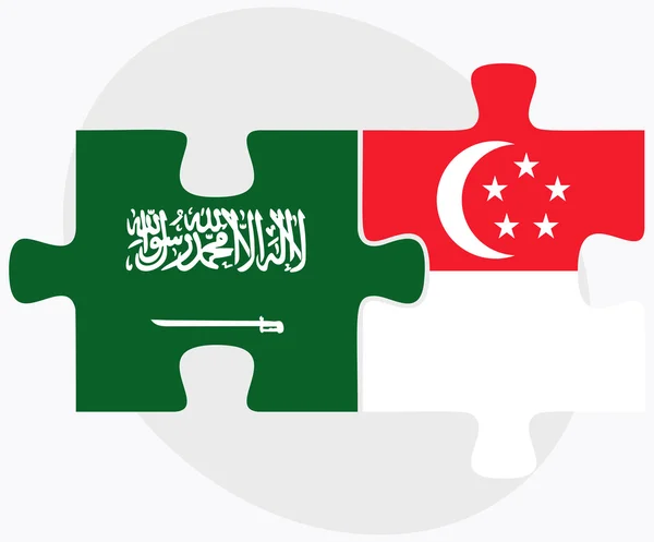 Saudi Arabia and Singapore Flags — Stock Vector