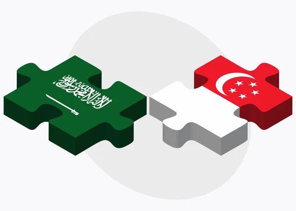 Saudi Arabia and Singapore Flags — Stock Vector