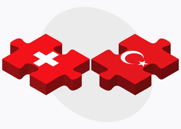 Switzerland and Turkey Flags — Stock Vector