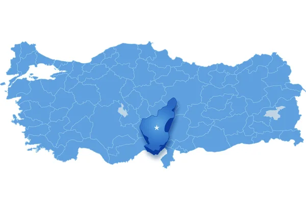 Карта Турции, где провинция Адана выдернута — стоковый вектор