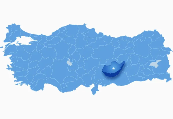 Mapa de Turquía donde se saca la provincia de Adiyaman — Vector de stock