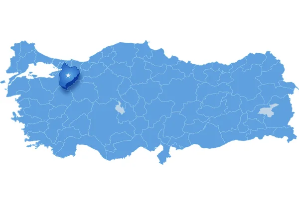 Karta över Turkiet, Bilecik — Stock vektor