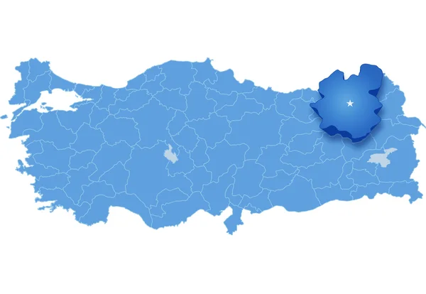 La carte de La Turquie, Erzurum — Image vectorielle