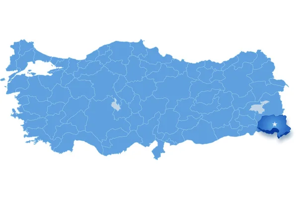 トルコ, ハッキャーリの地図 — ストックベクタ