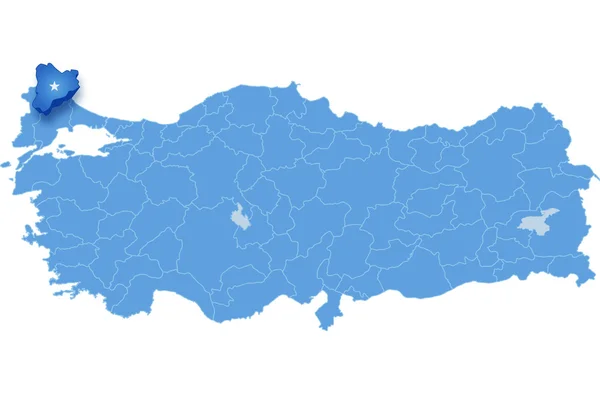 Mappa della Turchia, Kirklareli — Vettoriale Stock