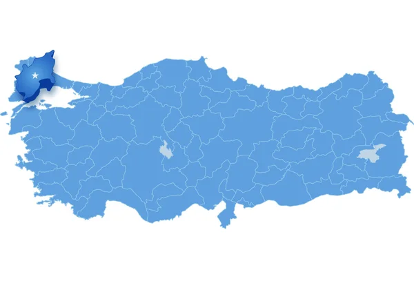 Kaart van Turkije, Tekirdag — Stockvector