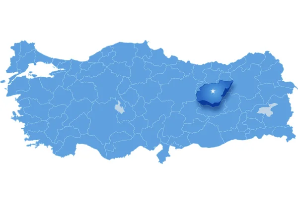 Karta över Turkiet, Tunceli — Stock vektor