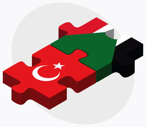 Bandiere Turchia e Sudan — Vettoriale Stock