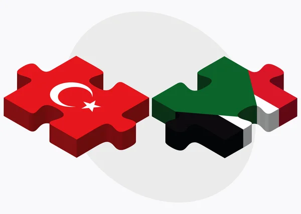 Türkei und Sudan Flaggen — Stockvektor