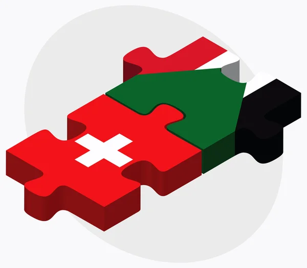 Zwitserland en Soedan vlaggen — Stockvector