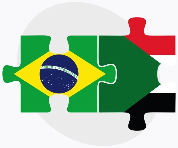 Brazilië en Soedan vlaggen — Stockvector