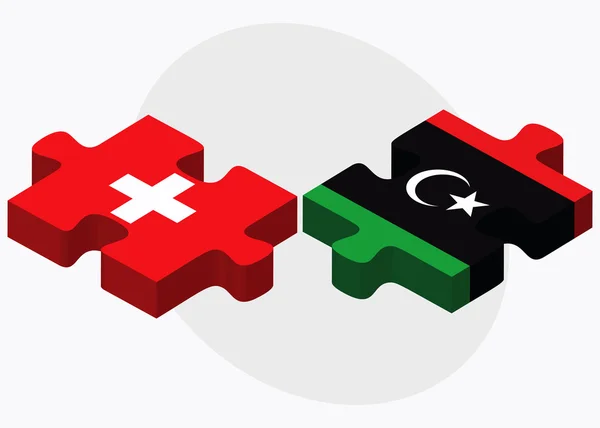 Schweiz och Libyen flaggor — Stock vektor