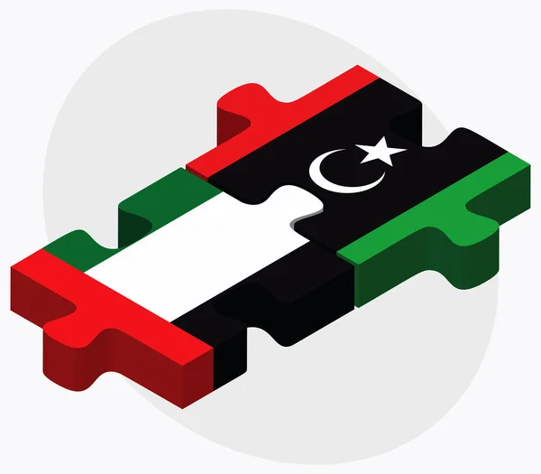 Émirats arabes unis et drapeaux libyens — Image vectorielle