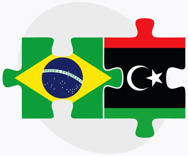 Brasilien och Libyen flaggor — Stock vektor