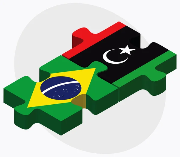 Drapeaux Brésil et Libye — Image vectorielle