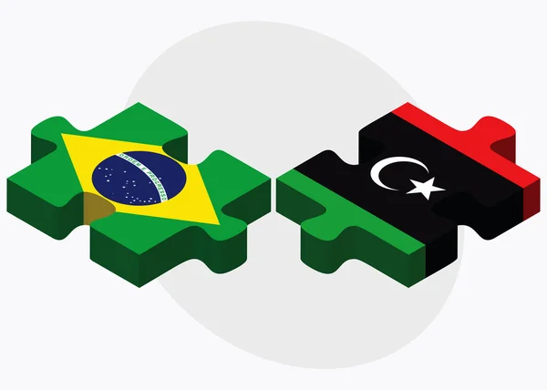 Brazilië en Libië vlaggen — Stockvector