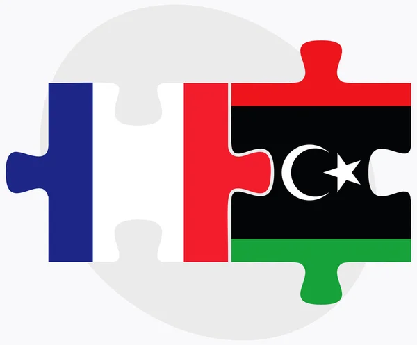 Francia e Libia Bandiere — Vettoriale Stock
