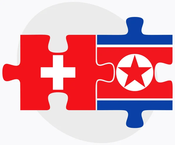 Schweiz och Korea-North flaggor — Stock vektor