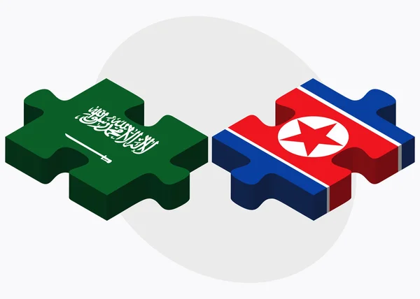 Arabia Saudita y Corea del Norte Banderas — Vector de stock