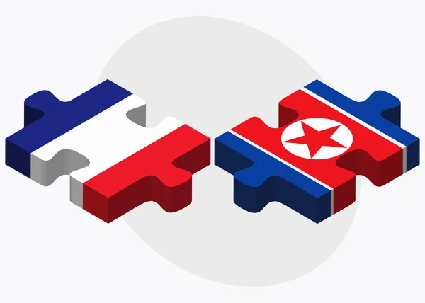 Frankrijk en Noord-Korea vlaggen — Stockvector