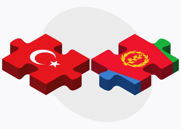 Turkiet och Eritrea flaggor — Stock vektor