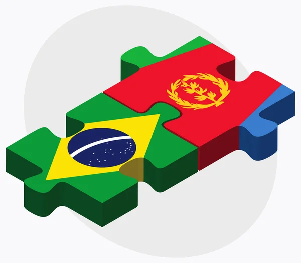 Banderas de Brasil y Eritrea — Vector de stock