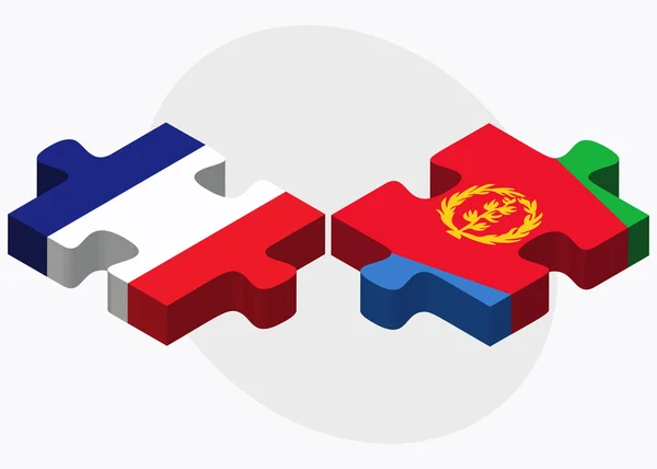 Bandiere Francia ed Eritrea nel puzzle — Vettoriale Stock