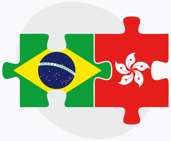 Brazilië en Hong Kong Sar China vlaggen — Stockvector